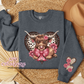 Cute Heart Highland Cow With heart Sleeve Crewneck Sweatshirt
