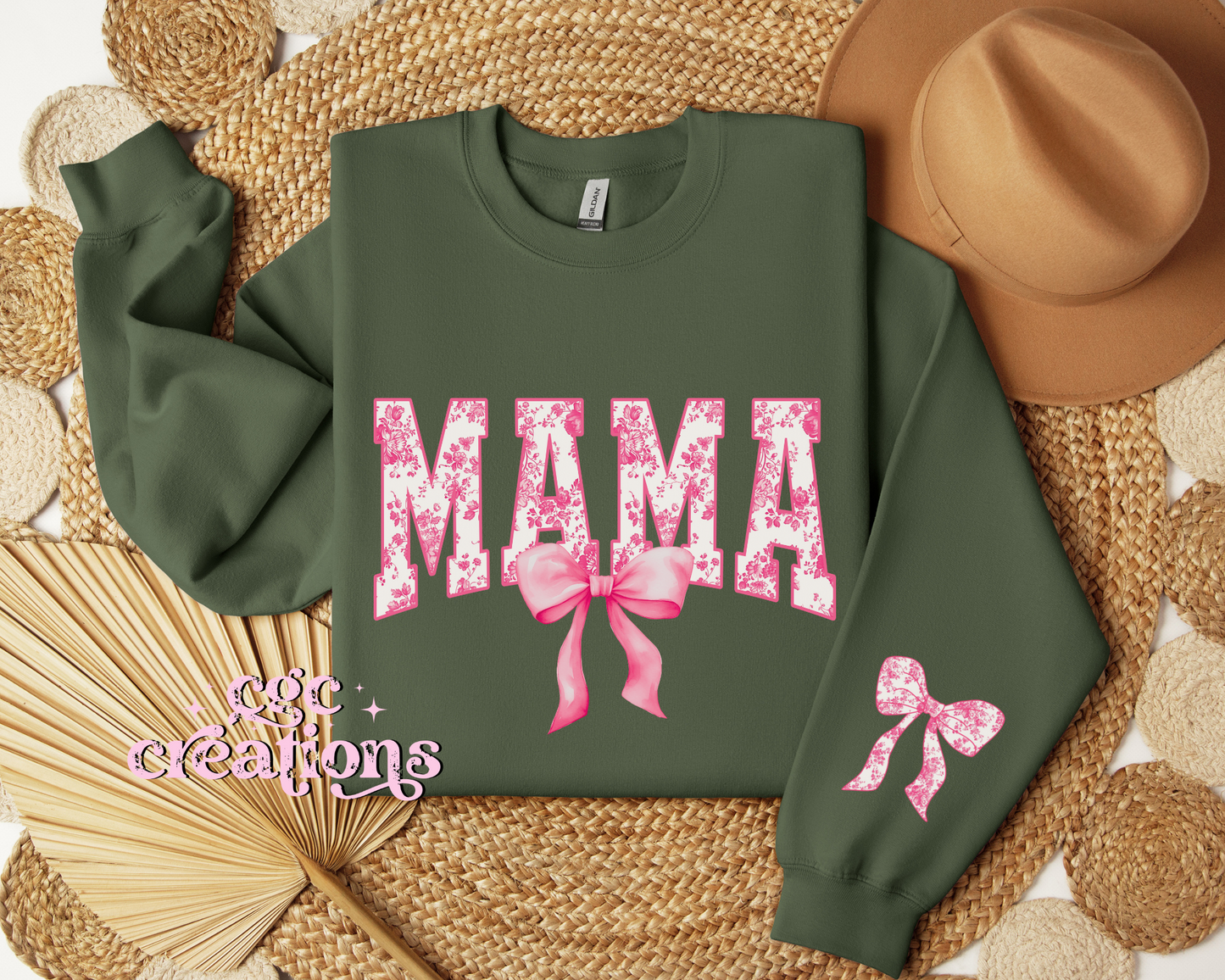 Mama Floral Toile Pink Coquette Crewneck Sweatshirt