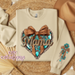 Western Mama Heart With Sleeve Design Crewneck Sweatshirt