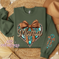 Western Mama Heart With Sleeve Design Crewneck Sweatshirt