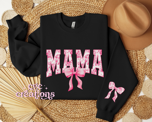 Mama Floral Toile Pink Coquette Crewneck Sweatshirt