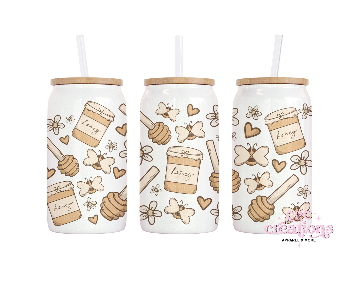 Boho Honey 16oz Glass Cup With Lid