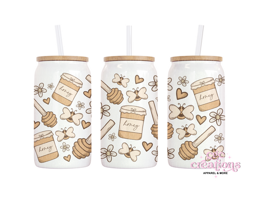 Boho Honey 16oz Glass Cup With Lid