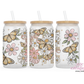 Butterflies And Daisies 16oz Glass Cup With Lid