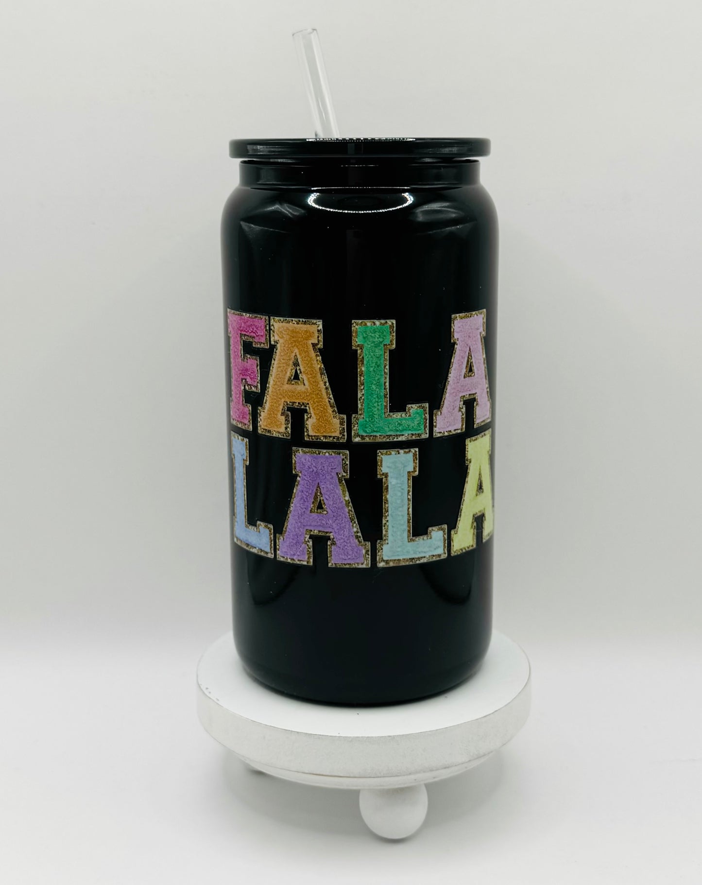 Fala Lala 16oz Glass Cup With Lid