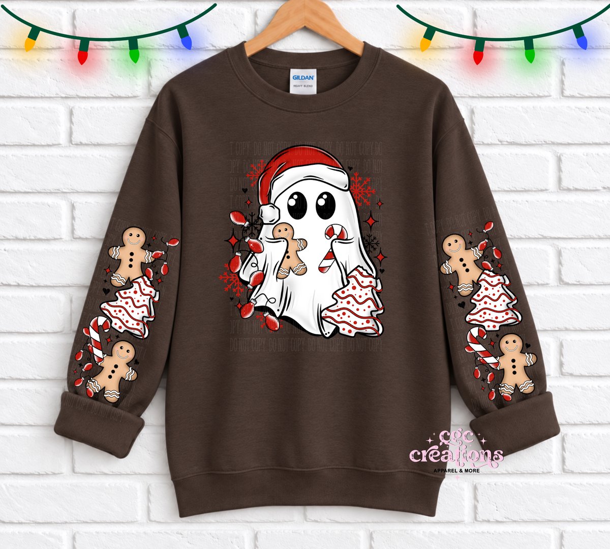 Christmas Ghost With Sleeves For Crewneck Sweatshirt And Hoodie ONLY Apparel(t-shirt or crewneck sweatshirt or hoodie)