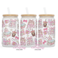 Books And Iced Coffee Girly 16oz Glass Cup With Lid