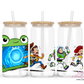 Space Ranger And Cowboy #2 16oz Glass Cup With Lid