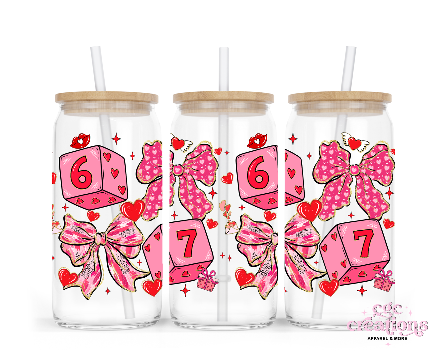 67 Love 16oz Glass Cup With Lid