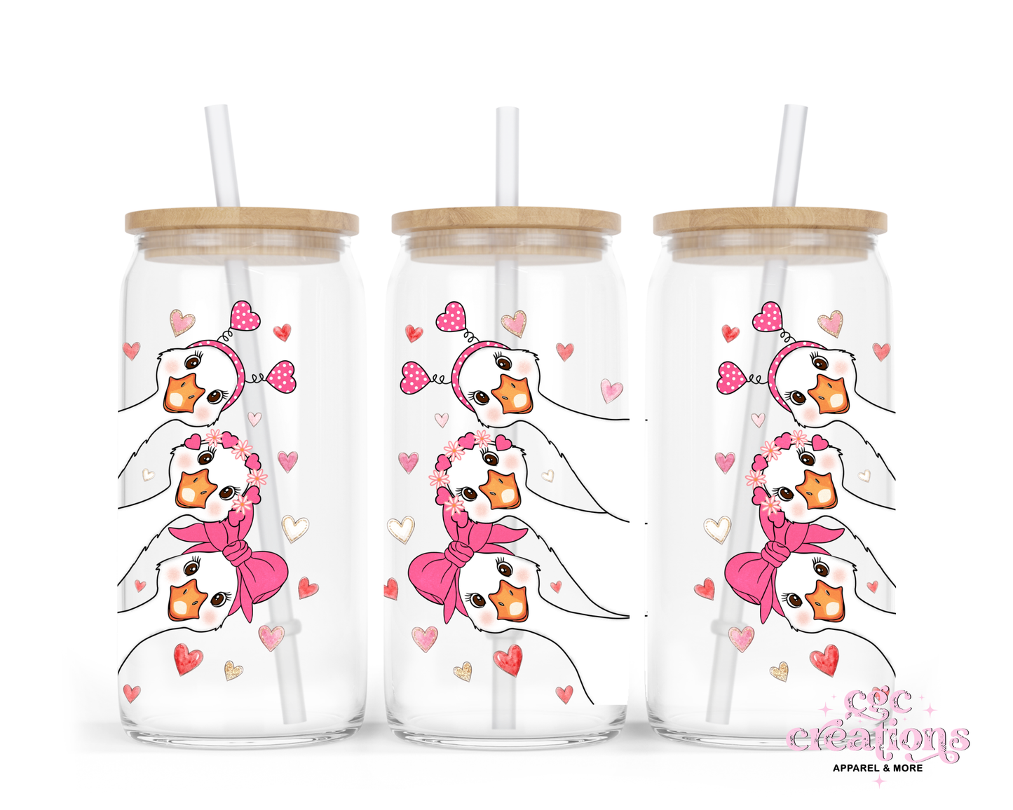 Peeking Ducks 16oz Glass Cup With Lid