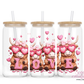 Highland Cow Love 16oz Glass Cup With Lid