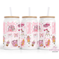 Teacher Valentine 16oz Glass Cup With Lid