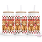 Highland Cow Grid 16oz Glass Cup With Lid