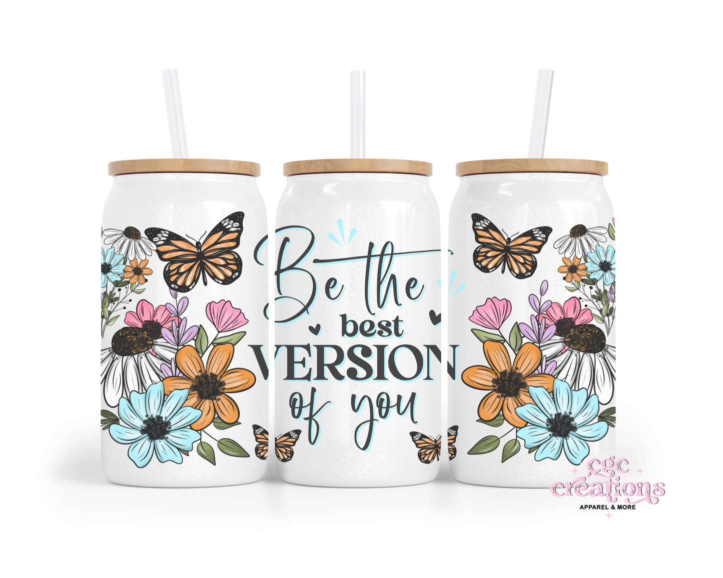 Be The Best Version Of You 16oz Glass Cup With Lid