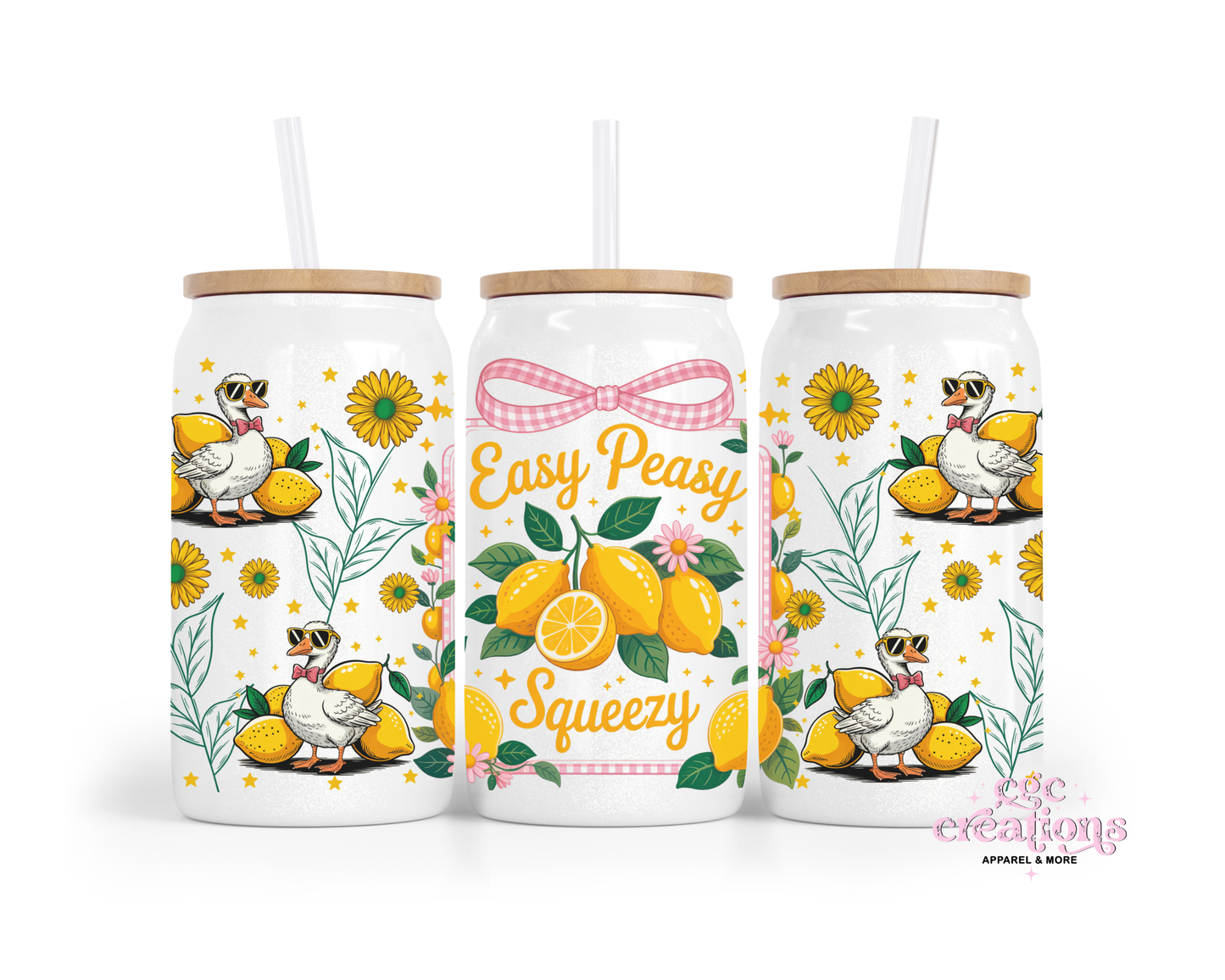 Easy Peasy 16oz Glass Cup With Lid