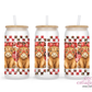 Highland Cow Grid 16oz Glass Cup With Lid