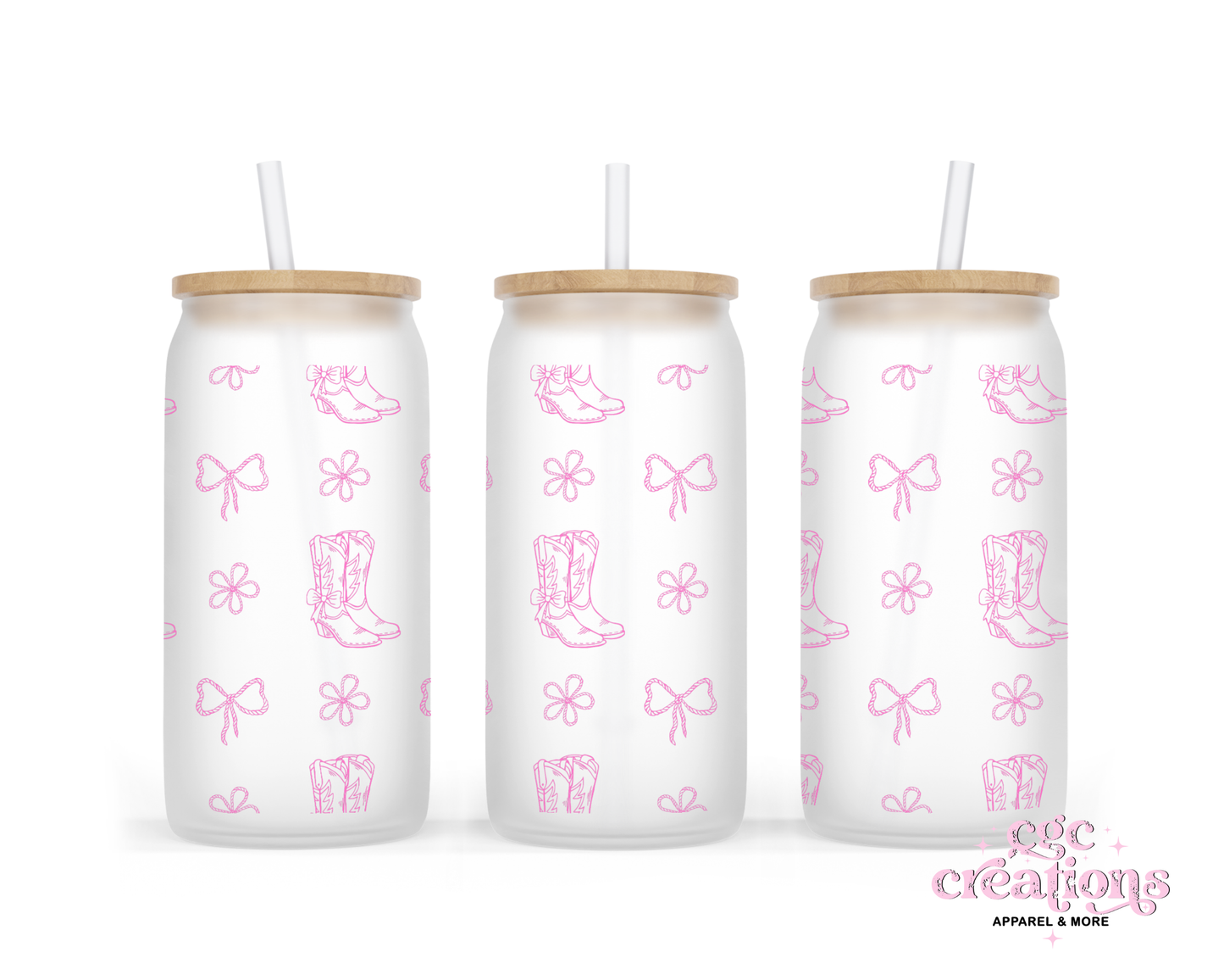 Boots & Bows 16oz Glass Cup With Lid