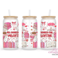 All Booked For Valentine's Day 16oz Glass Cup With Lid