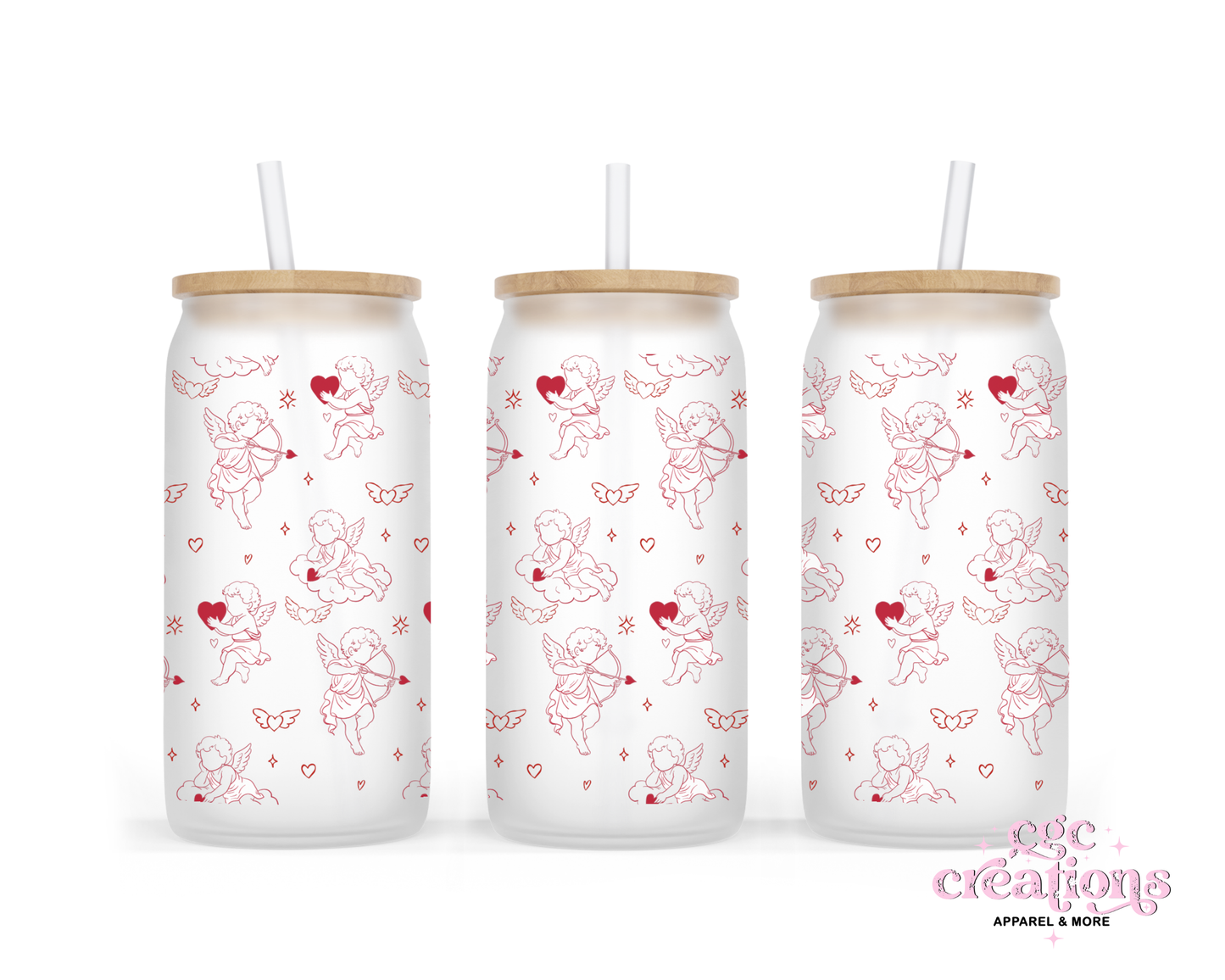 Cupid 16oz Glass Cup With Lid