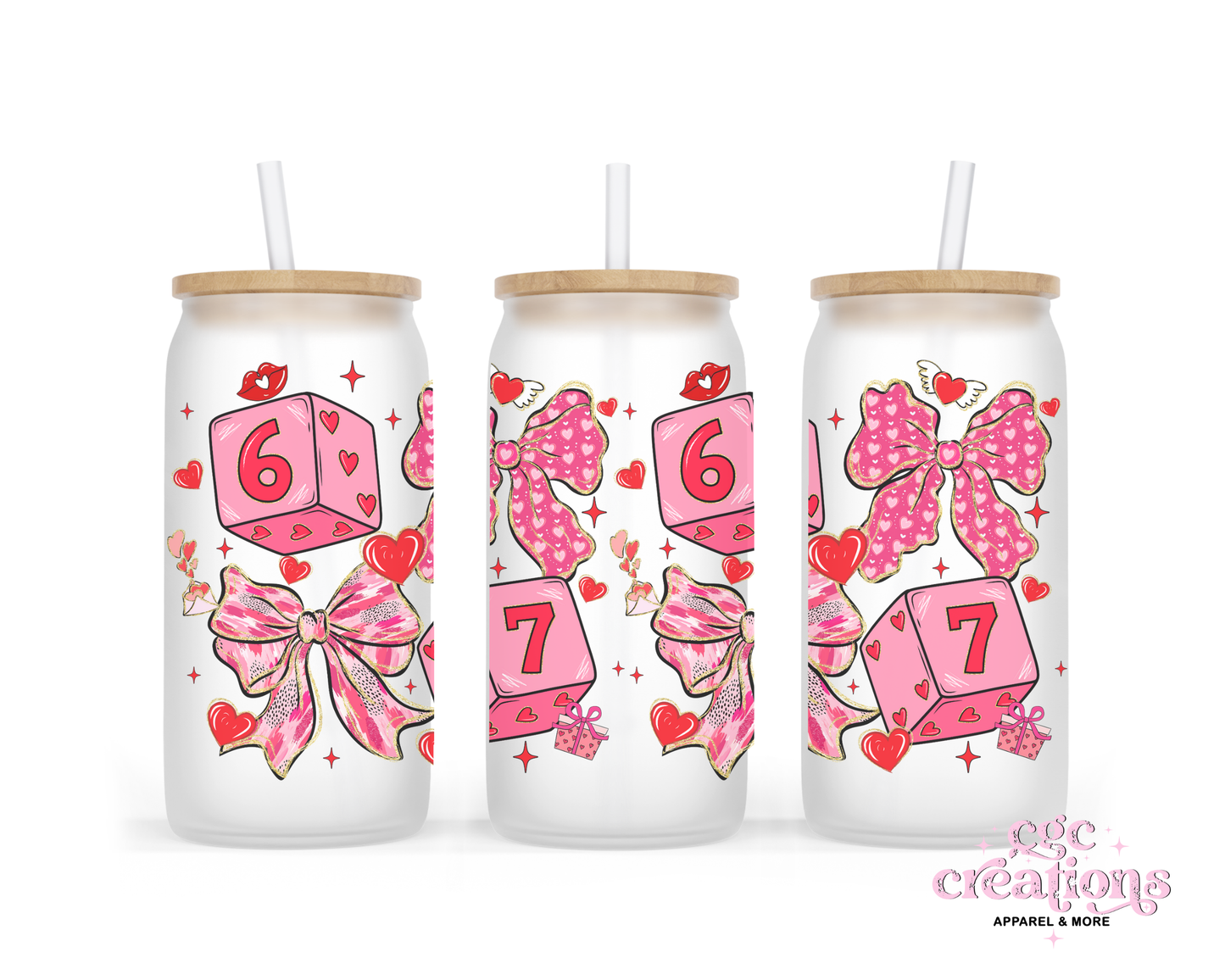 67 Love 16oz Glass Cup With Lid