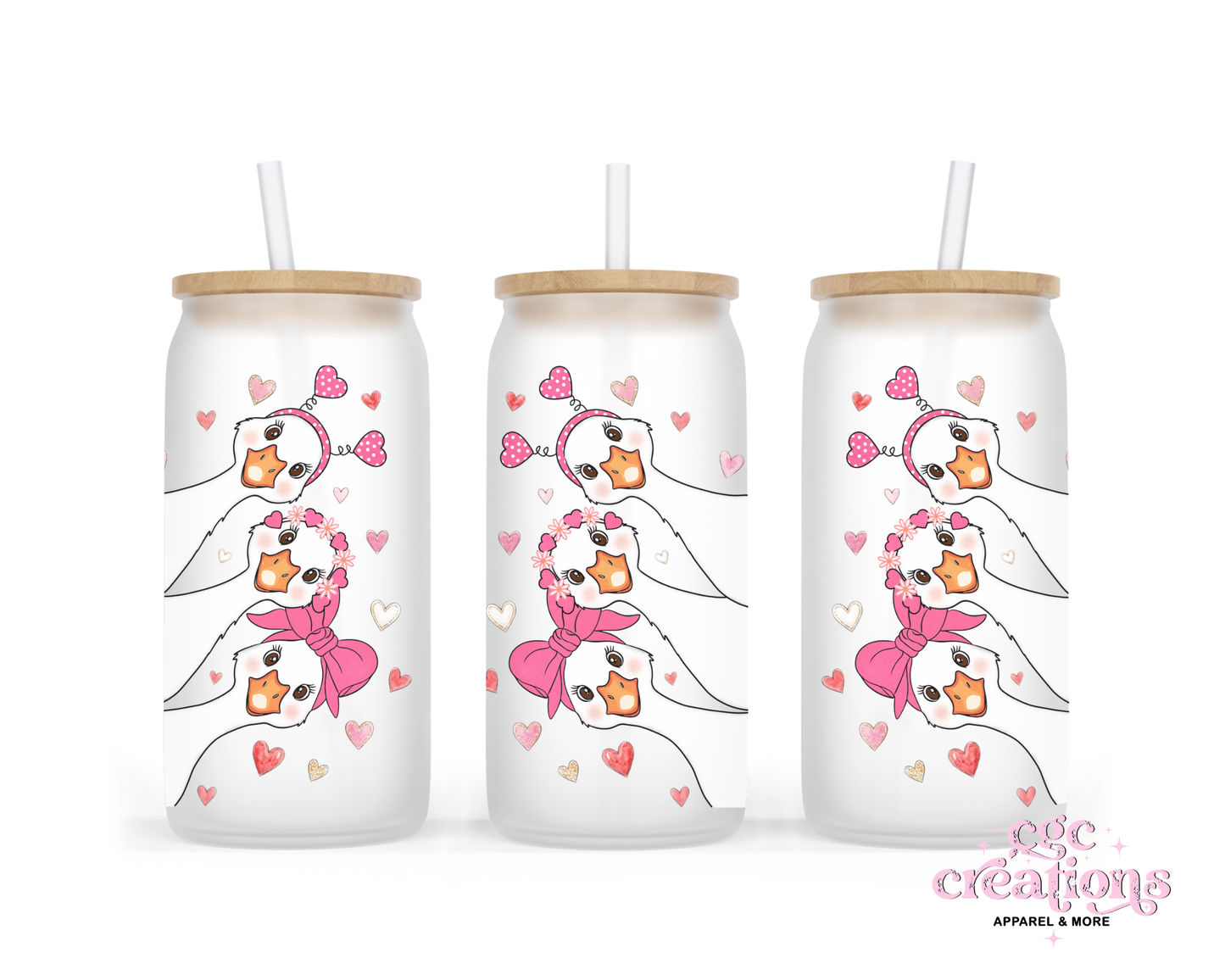 Peeking Ducks 16oz Glass Cup With Lid