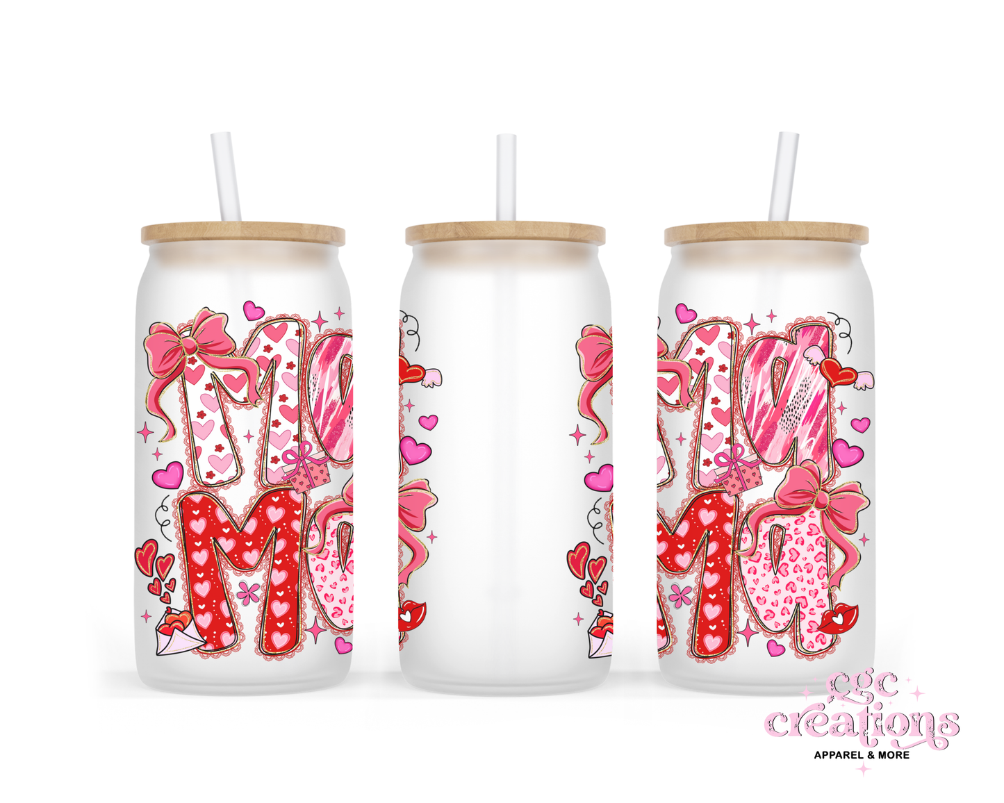 Mama Love 16oz Glass Cup With Lid