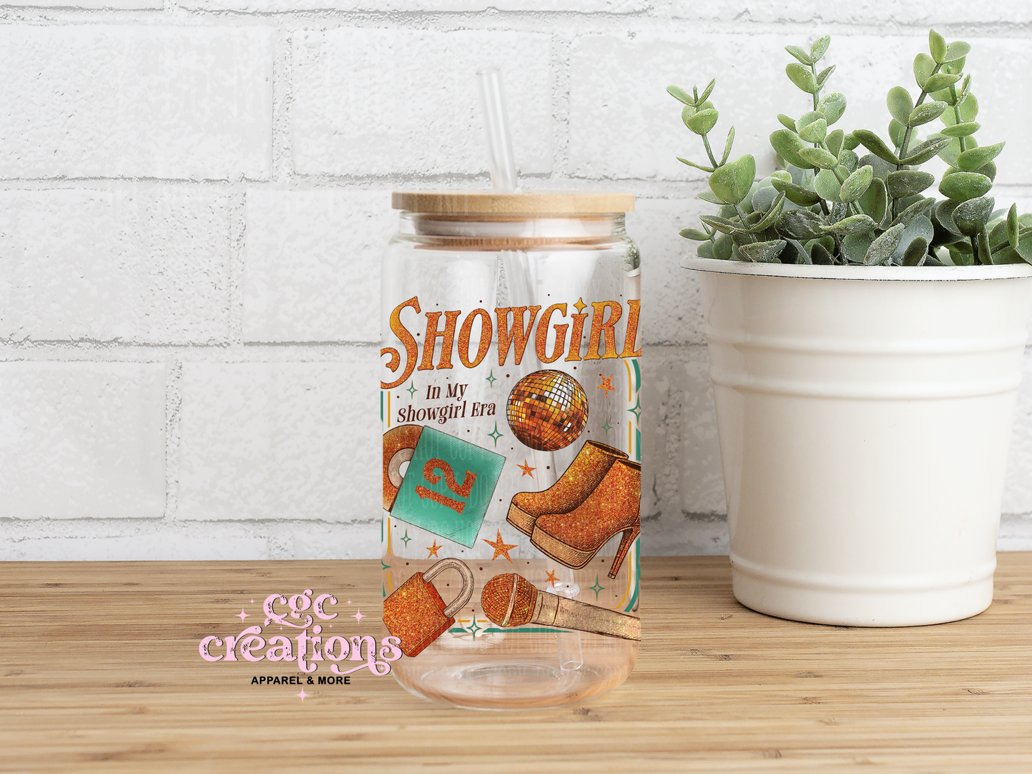 Showgirl # 2 16oz Glass Cup With Lid