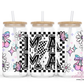 Checkered Mama 16oz Glass Cup With Lid