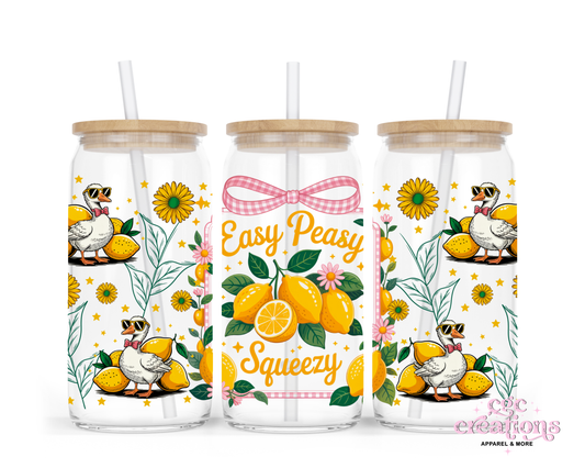 Easy Peasy 16oz Glass Cup With Lid
