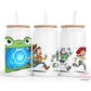 Space Ranger And Cowboy #2 16oz Glass Cup With Lid