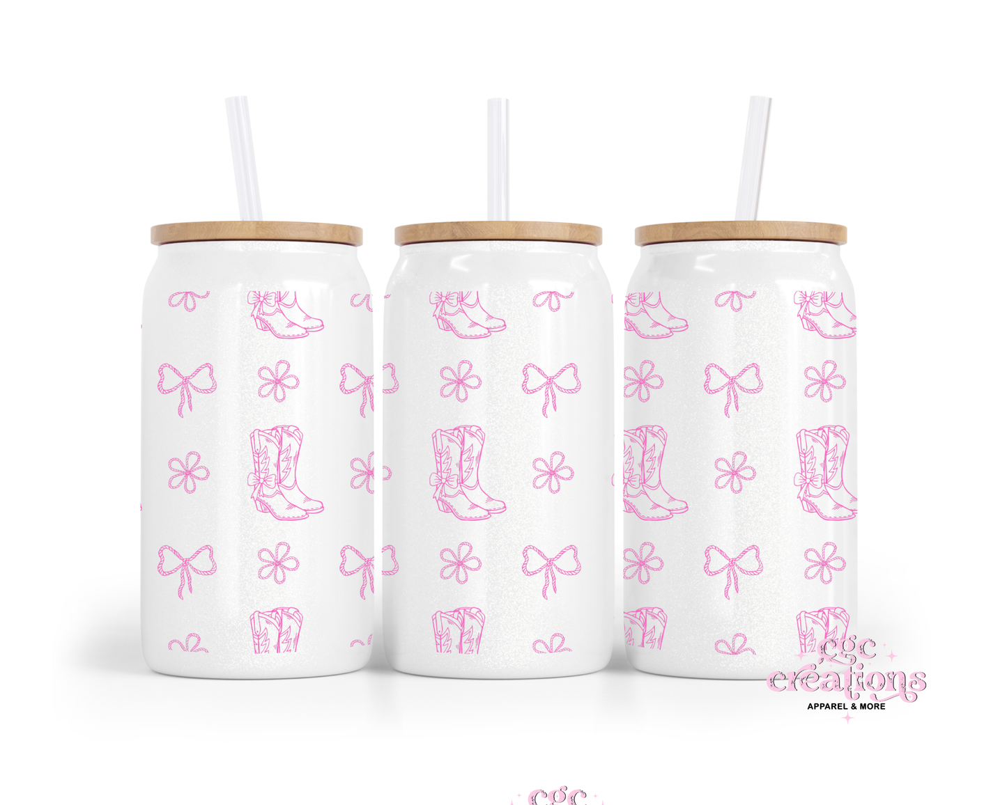 Boots & Bows 16oz Glass Cup With Lid