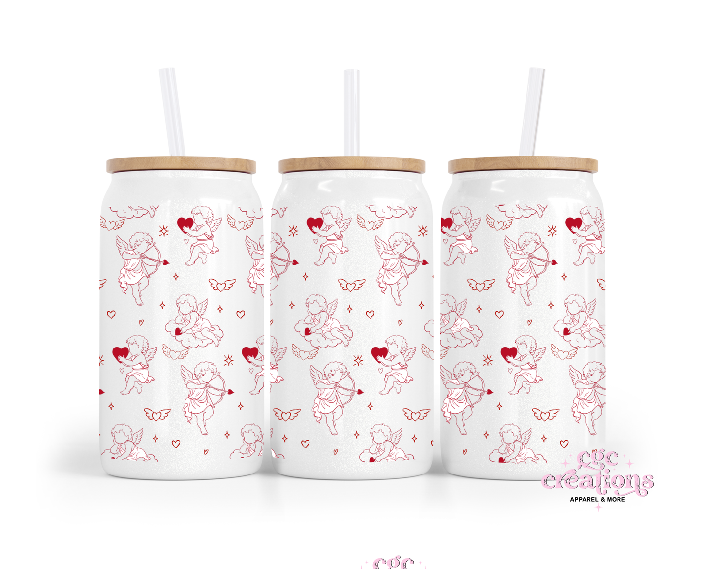 Cupid 16oz Glass Cup With Lid