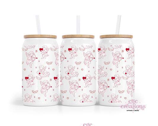 Cupid 16oz Glass Cup With Lid