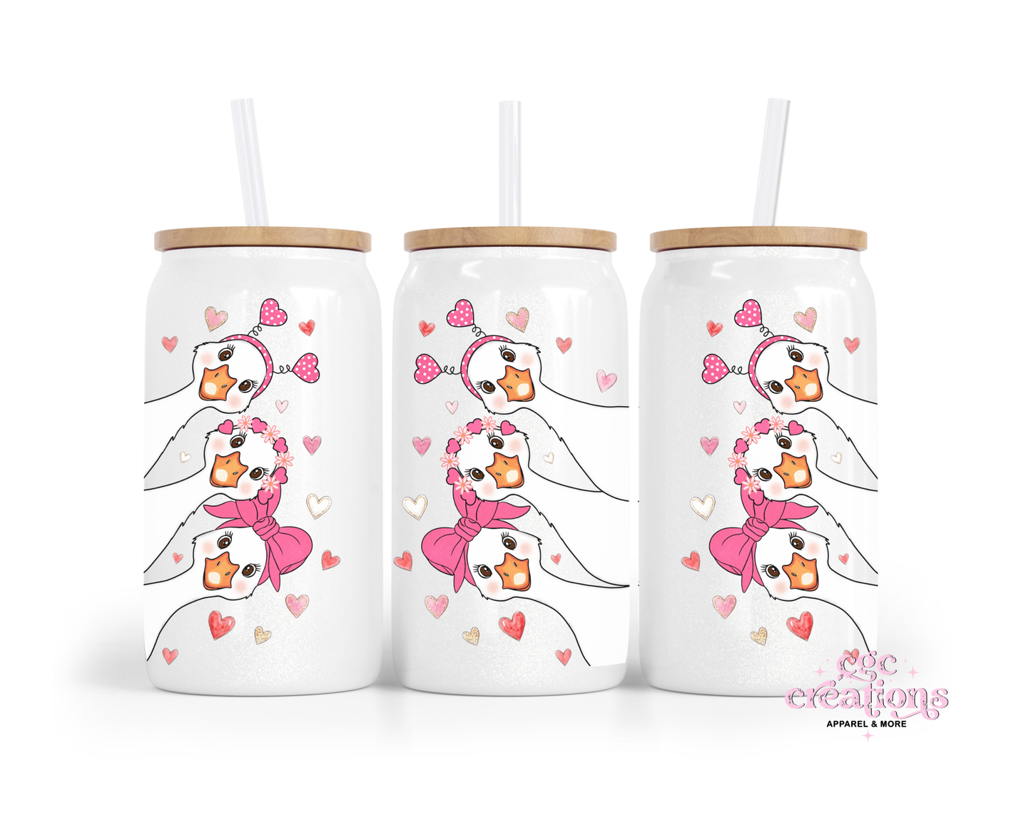 Peeking Ducks 16oz Glass Cup With Lid