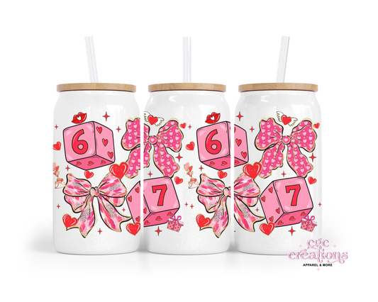 67 Love 16oz Glass Cup With Lid