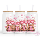 Highland Cow Love 16oz Glass Cup With Lid