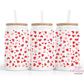 Red Hearts 16oz Glass Cup With Lid