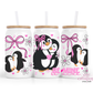 Be Mine Penguin 16oz Glass Cup With Lid