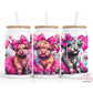 Cute Highland Cow Love 16oz Glass Cup With Lid