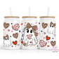 Cute Valentine's Ghost 16oz Glass Cup With Lid