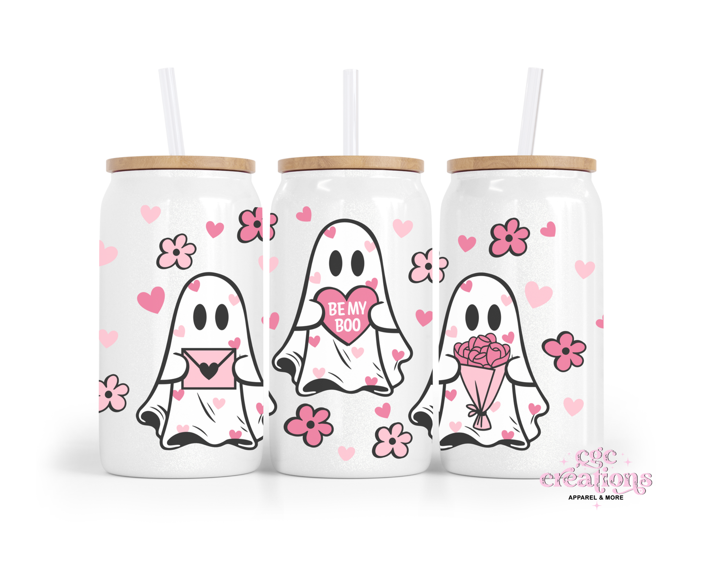Be My Boo 16oz Glass Cup With Lid