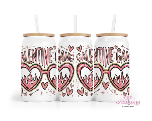 Galentine Gang 16oz Glass Cup With Lid