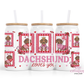Dachshund Loves You 16oz Glass Cup With Lid