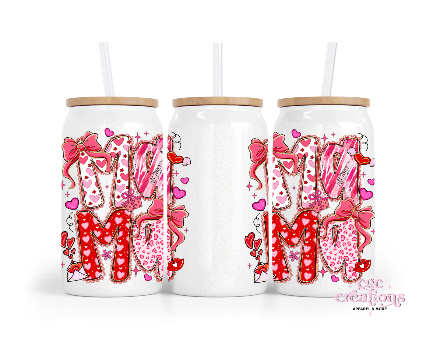 Mama Love 16oz Glass Cup With Lid