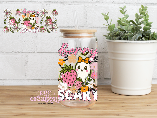 Berry Scary 16oz Glass Cup With Lid