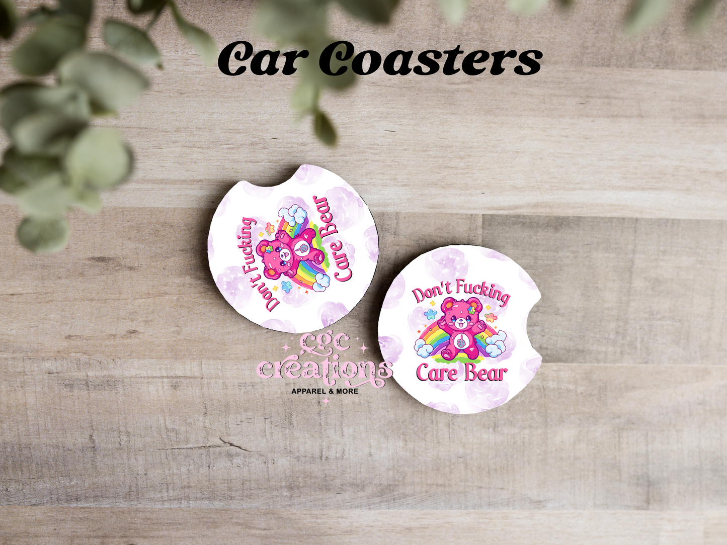 Don't Fucking Care Bear Car Coasters