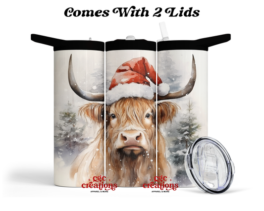 Christmas Highland Cow 20 oz Insulated Tumbler