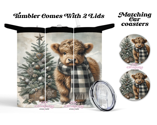 Highland Christmas Cow 20 oz Insulated Tumbler