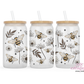 Daisies and Bees 16oz Glass Cup With Lid