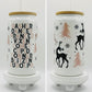 Christmas Deer 16oz Glass Cup With Lid